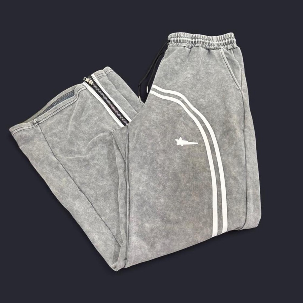Gray Joggers with White Stripes